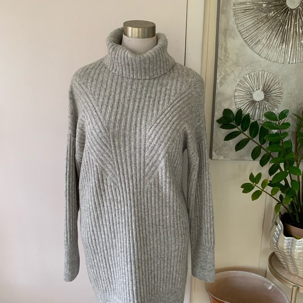 NWT Jones New York cotton blend gray mini dress/ sweater size L
